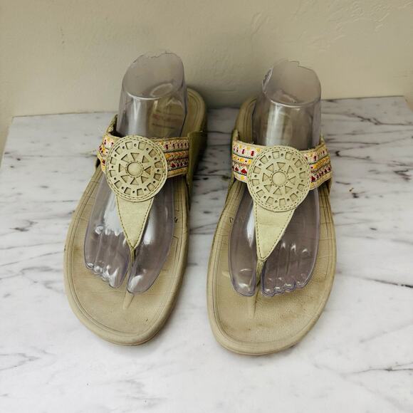 Skechers Tone Ups Beige Thong Sandals Women’s Size 10 - Picture 3 of 10